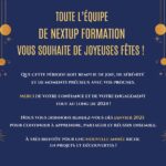 Joyeuses fêtes NextUp Formation - Merci pour votre confiance en 2024 et rendez-vous en 2025 pour de nouvelles formations.